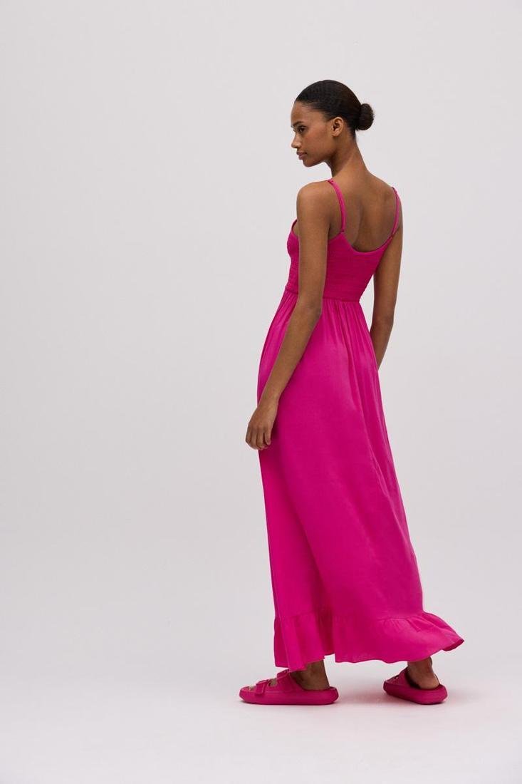 Vestido largo de tirantes con cuerpo elástico YSABEL MORA