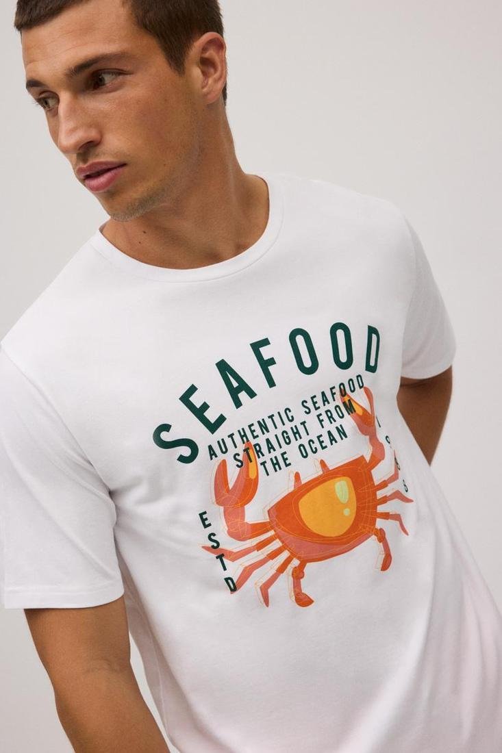 Camiseta algodón hombre manga corta estampada YSABEL MORA