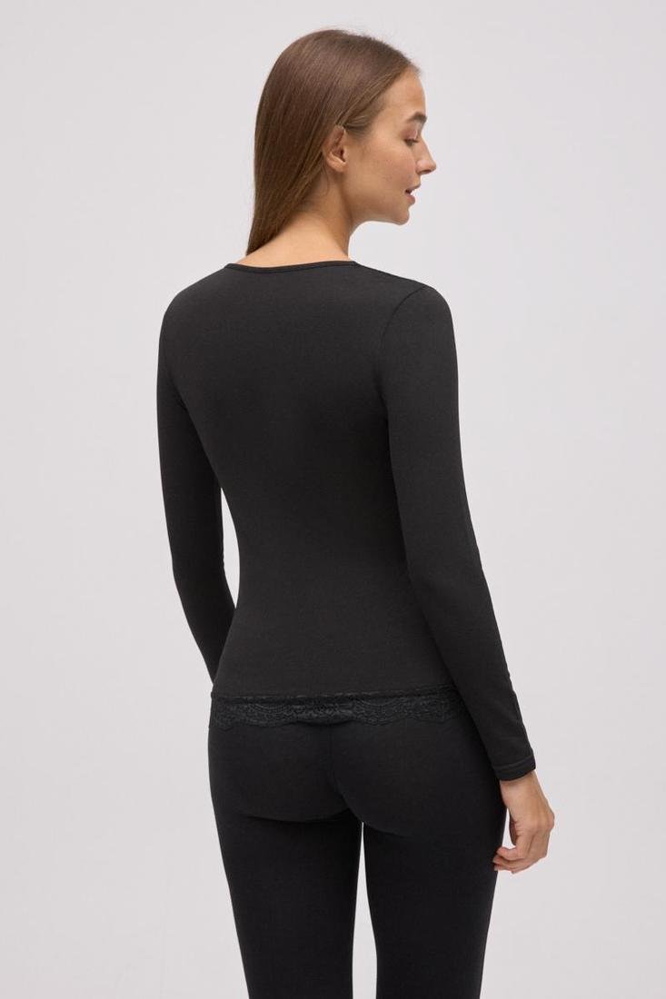 Camiseta térmica mujer manga larga cuello pico y encaje Ysabel Mora