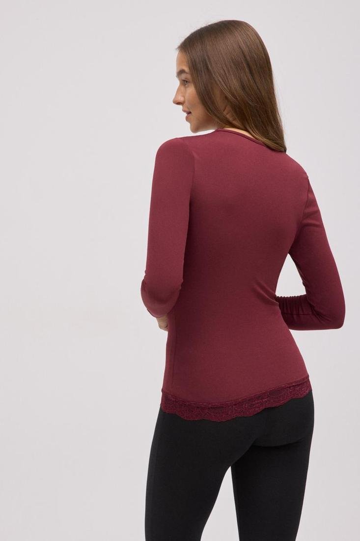 Camiseta térmica mujer manga larga cuello pico y encaje Ysabel Mora