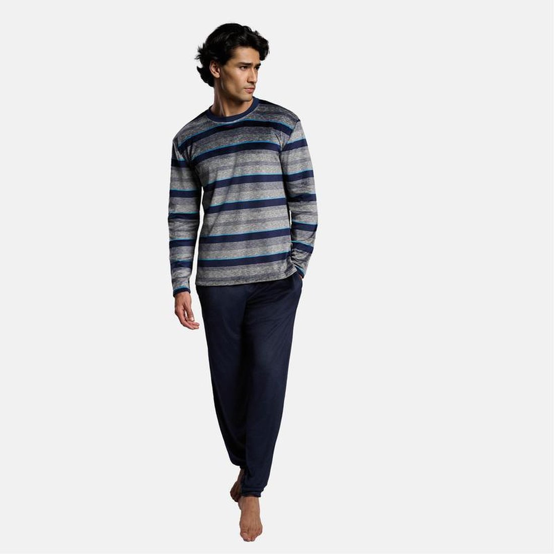 Pijama hombre micro coralina elástica camiseta listada MUYDEMI by YSABEL MORA