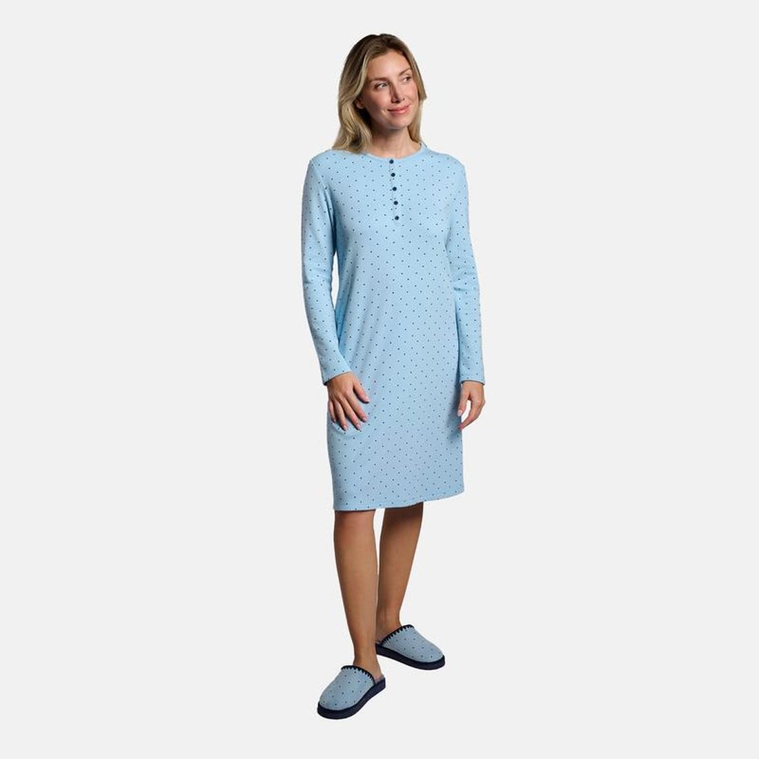 Camisón mujer estampado topos algodón de invierno MUYDEMI by YSABEL MORA