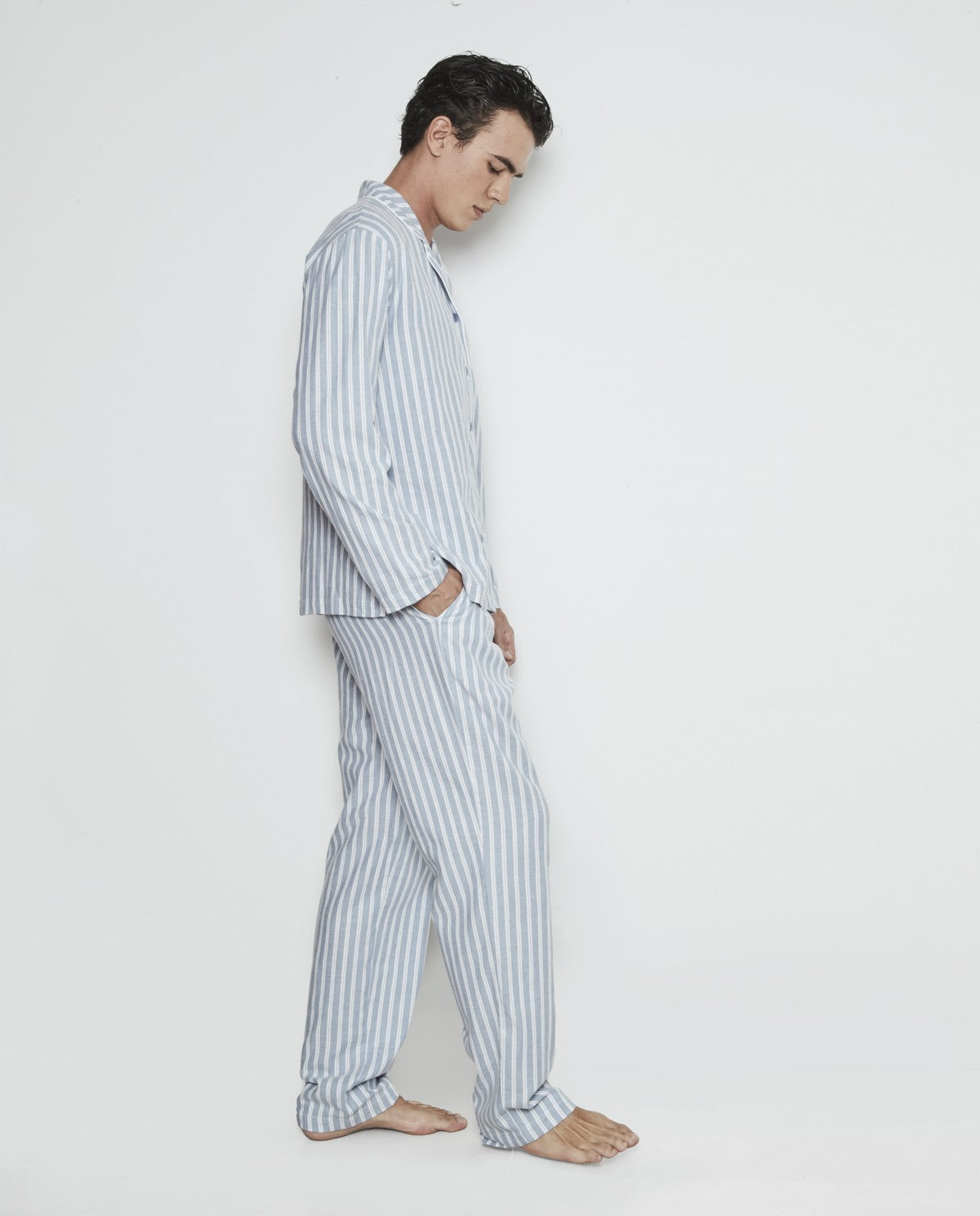 Pijama hombre abierto franela 100% algodón Selmark