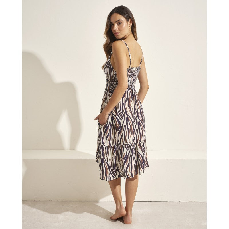 Vestido playero midi tirantes finos print animal SELMARK