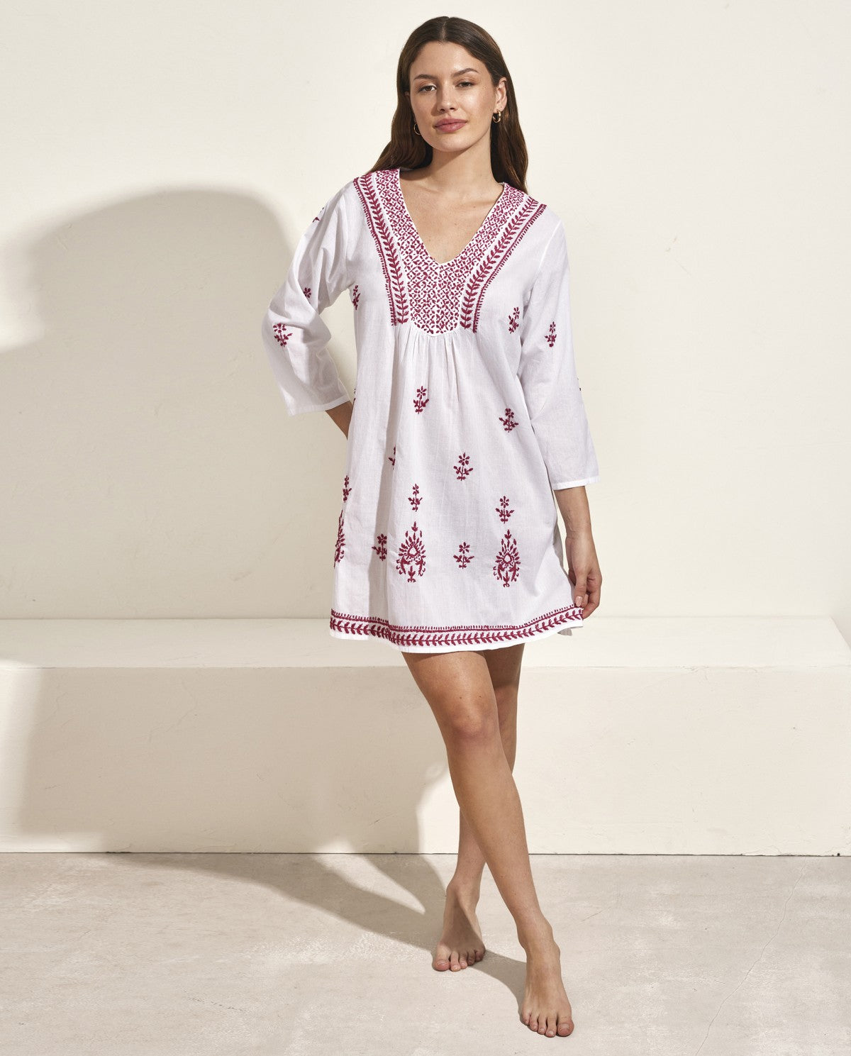 Vestido blusón de algodón bordado SELMARK