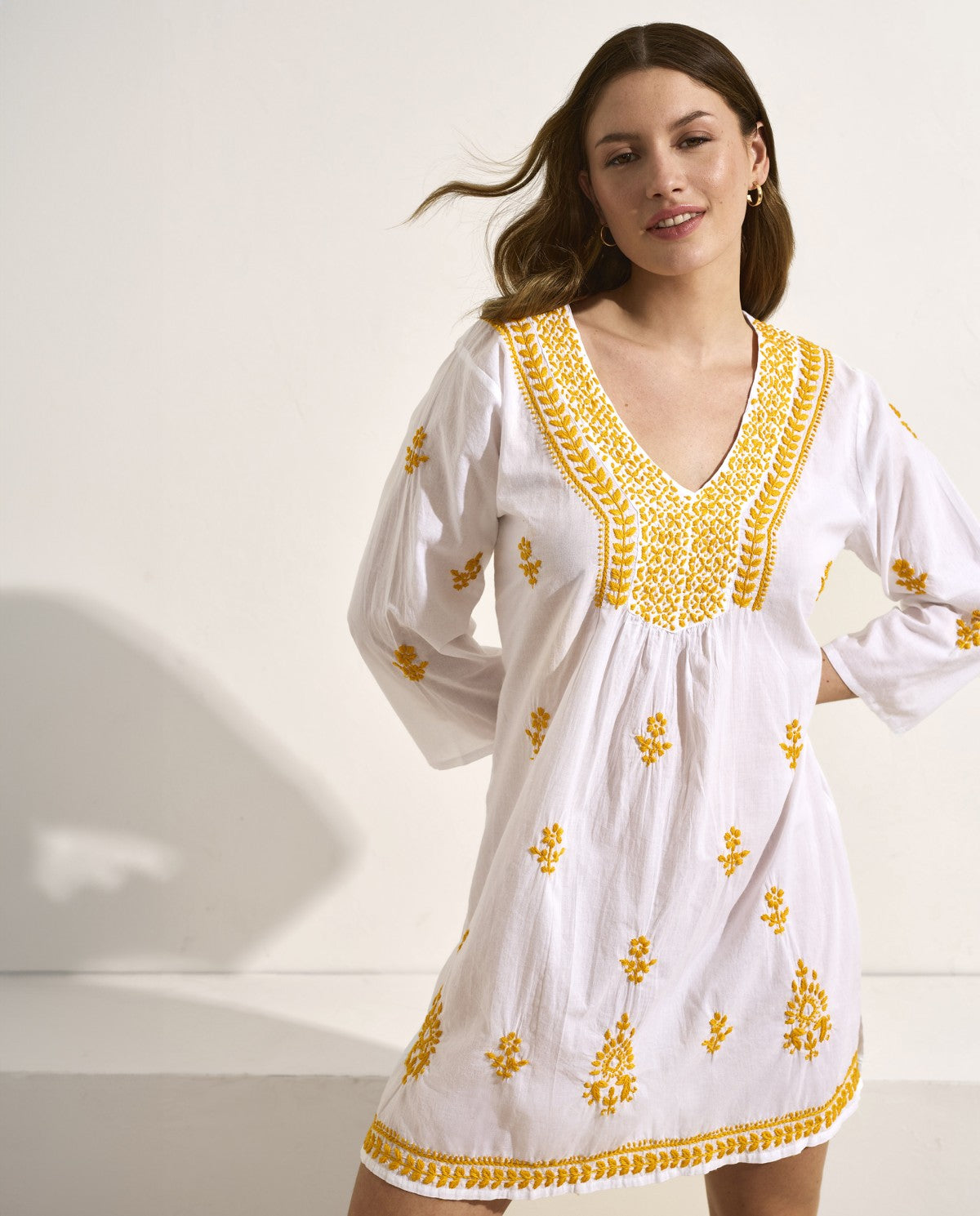 Vestido blusón de algodón bordado SELMARK