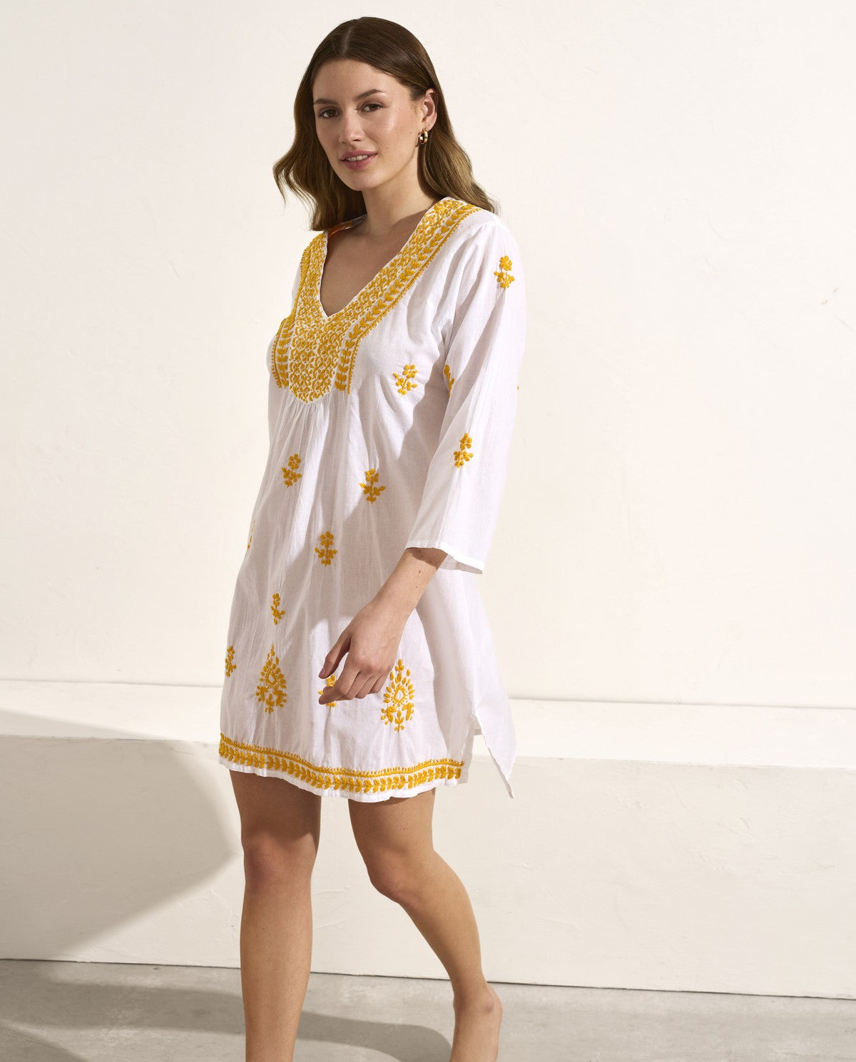 Vestido blusón de algodón bordado SELMARK