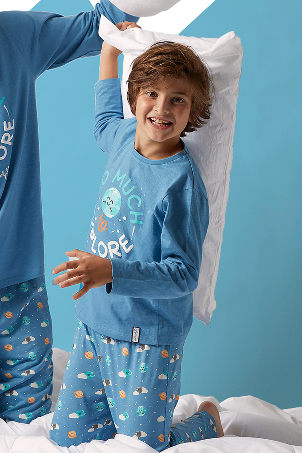 Pijama de niño algodón fino manga larga Mr. Wonderful "So much to explore"