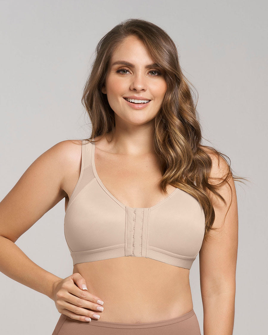 sujetador sin aros abrochado delante corrector de postura Leonisa