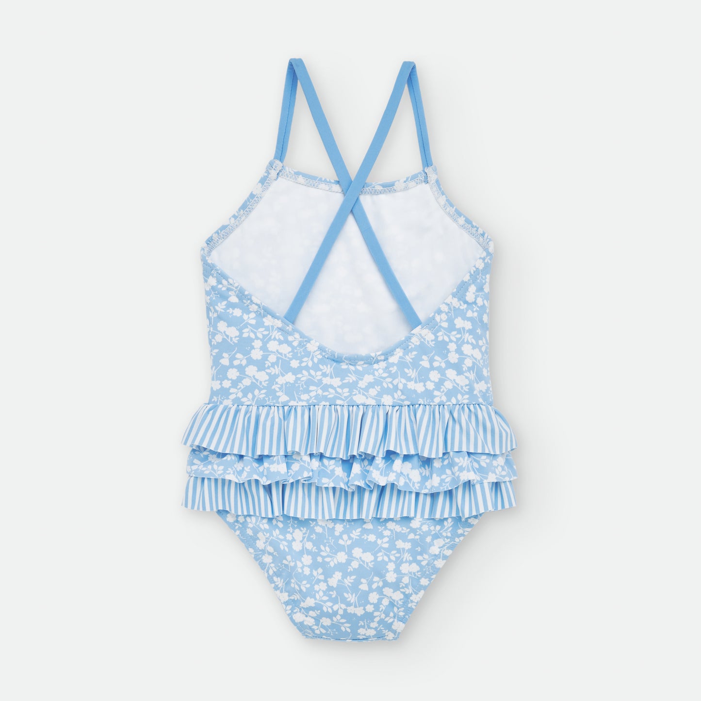 Bañador bebé y niña espalda cruzada volante en cintura "Flores" WATERLEMON