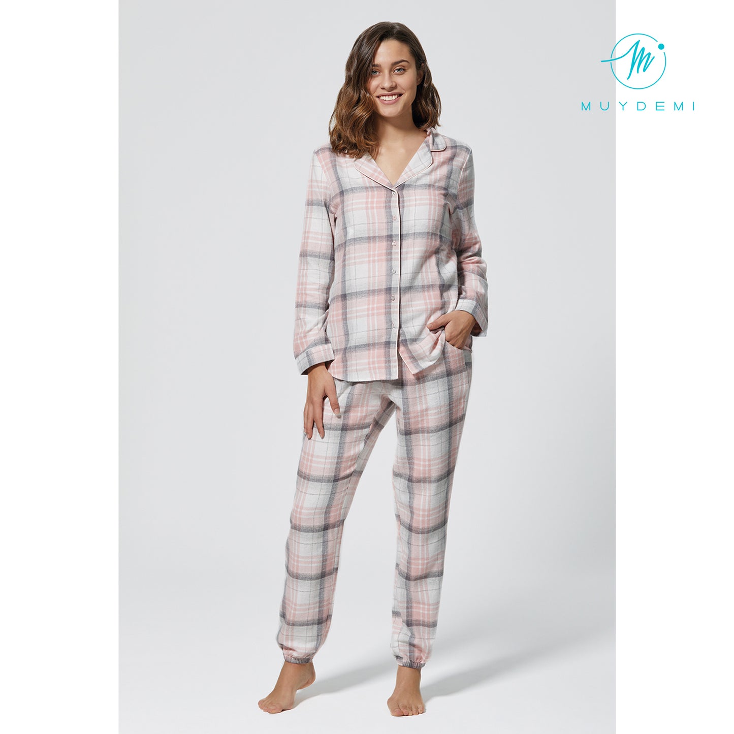Pijama Invierno Mujer abierto en tejido de franela talla XL