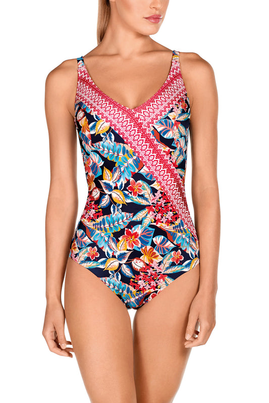 Bañador REDUCTOR sin aros con escote cruzado Dolores Cortés TALLAS GRANDES