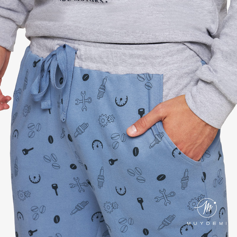 pijama de hombre algodón estampado motos muydemi