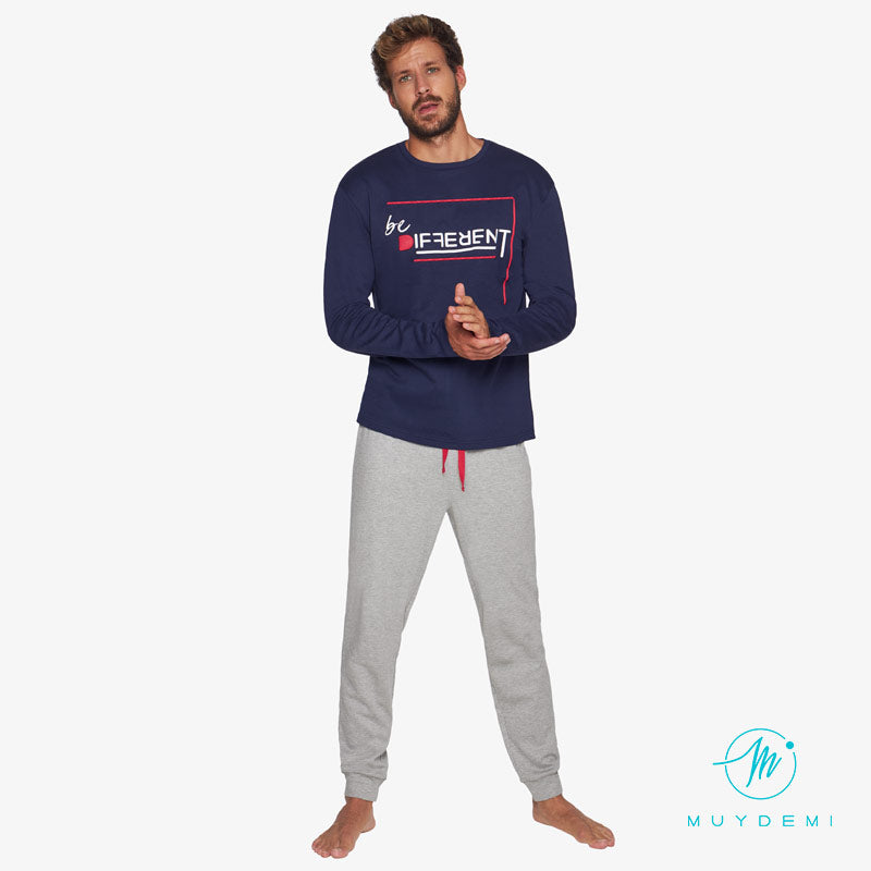 Pijama hombre de algodón de invierno "Be Different" MUYDEMI
