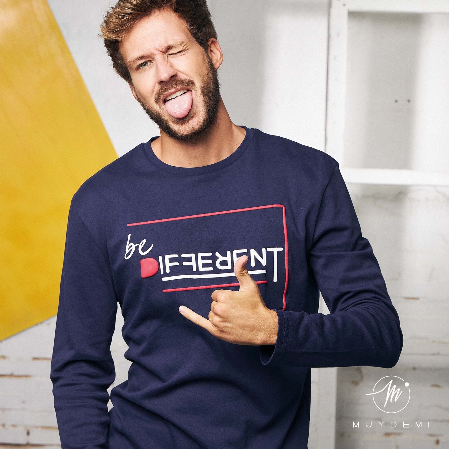 Pijama hombre de algodón de invierno "Be Different" MUYDEMI