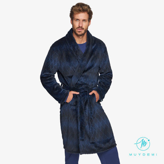 Bata de casa larga y cruzada para hombre MUYDEMI tallas L, XL y XXL