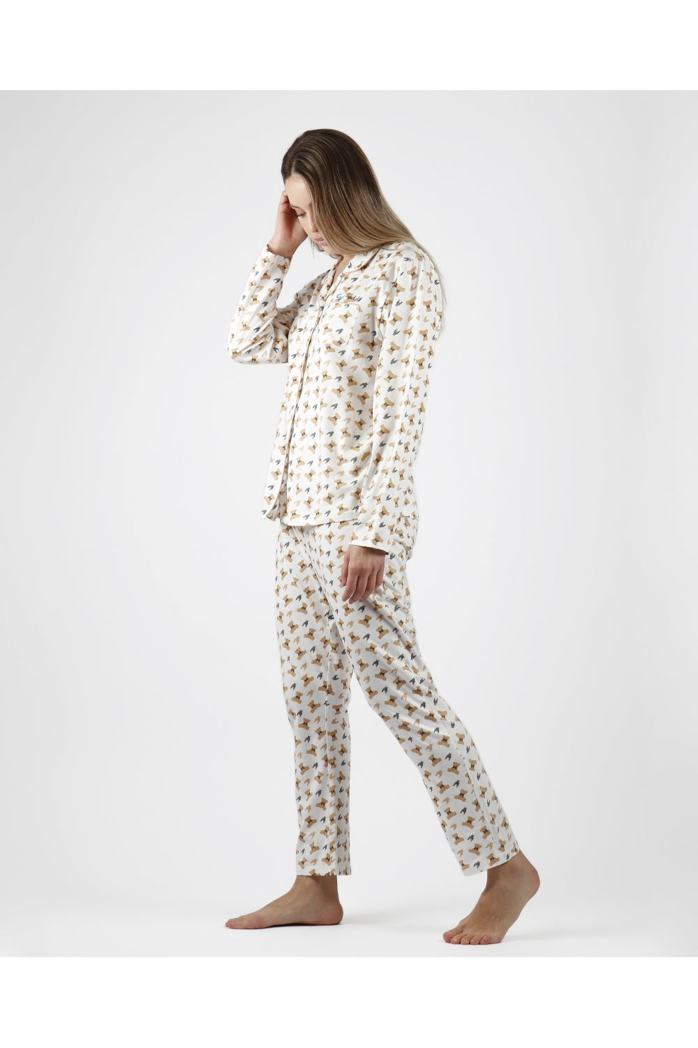 Pijama mujer manga larga algodón abierto "Cutte Teddy" ADMAS