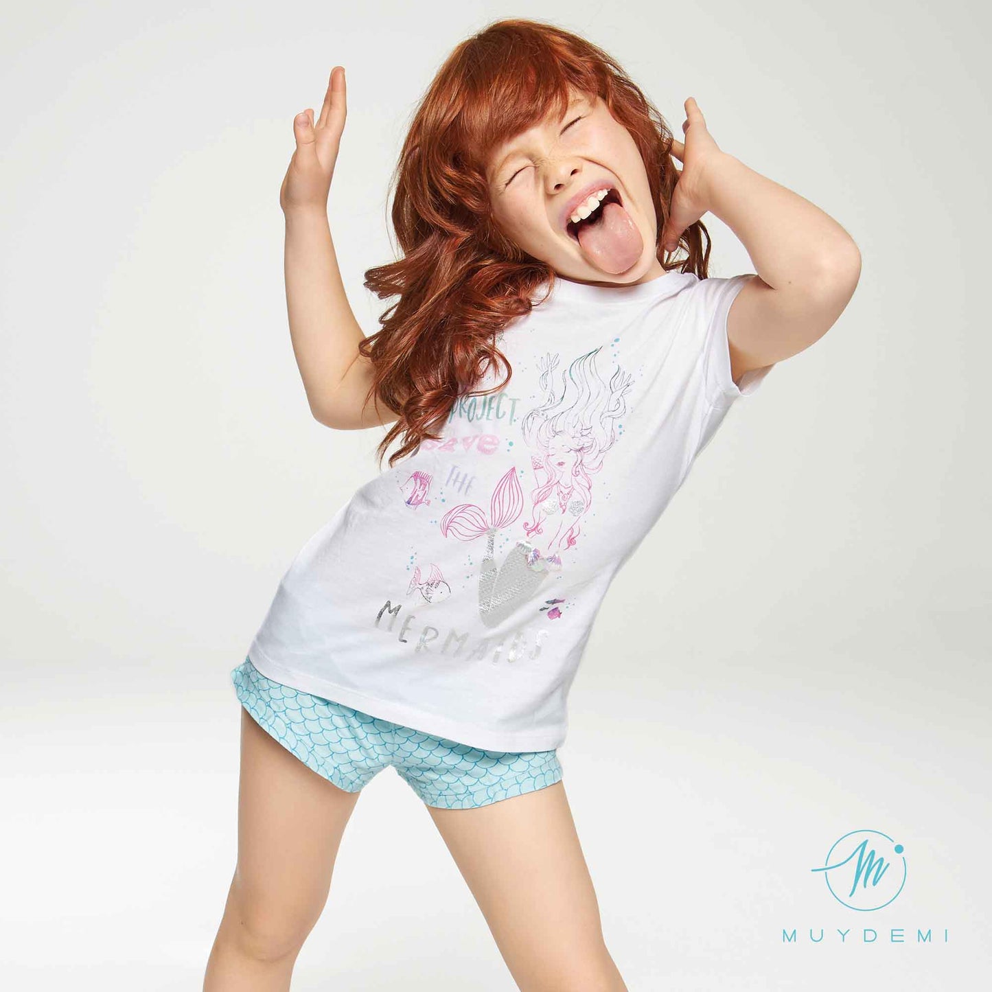 Pijama verano niña estampado sirenas Muydemi