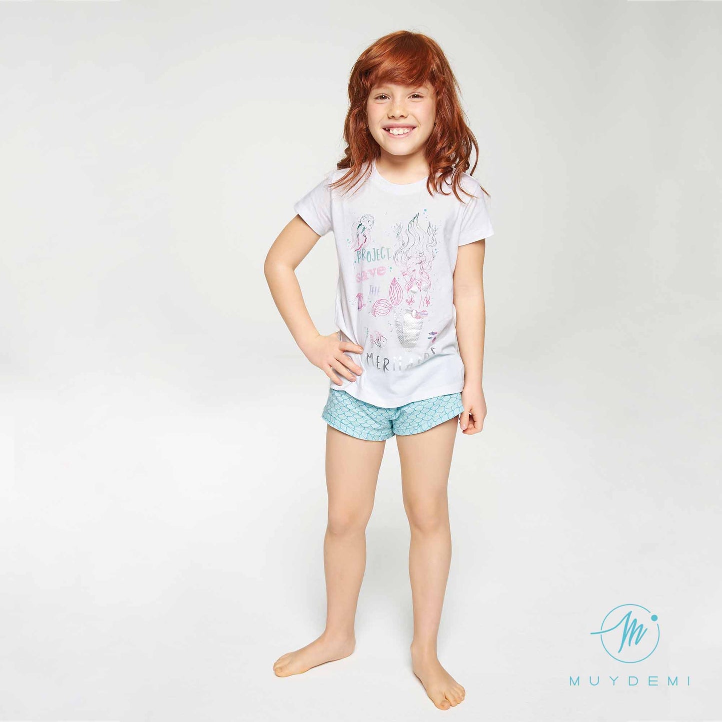 Pijama verano niña estampado sirenas Muydemi