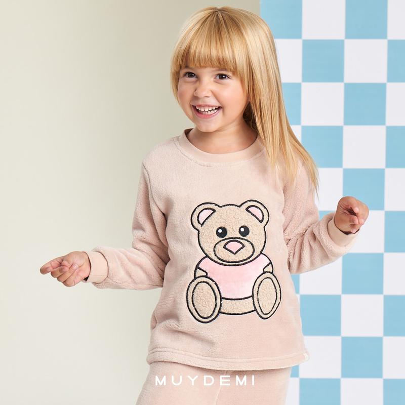 Pijama niña coralina con osito bordado MUYDEMI