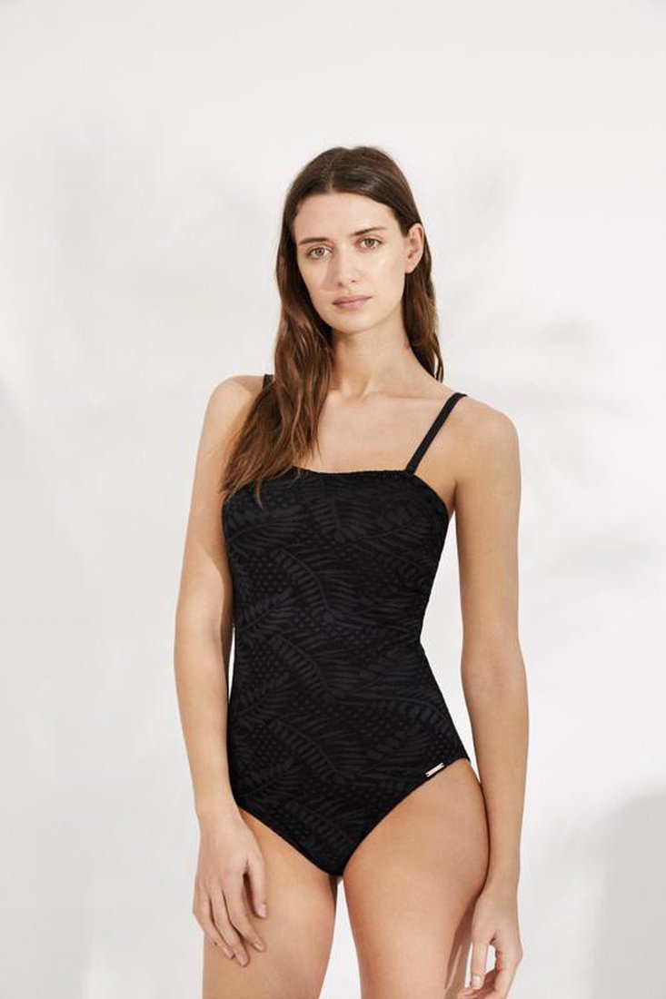 Bañador REDUCTOR bandeau con superposición de tejidos YSABEL MORA