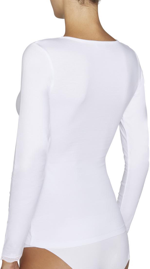 Camiseta mujer manga larga con blonda en el escote YSABEL MORA