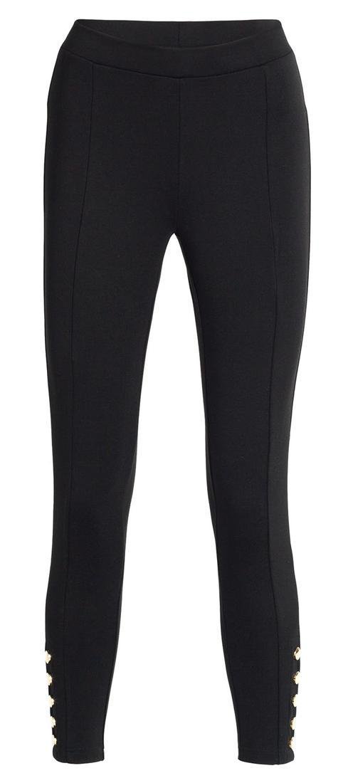 Leggings negros talle alto con botones dorados Ysabel Mora