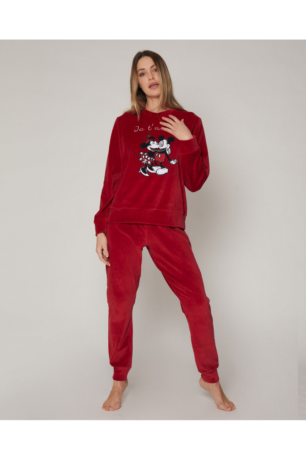 Pijama de mujer terciopelo "Je t´aime" Minnie Mouse Admas