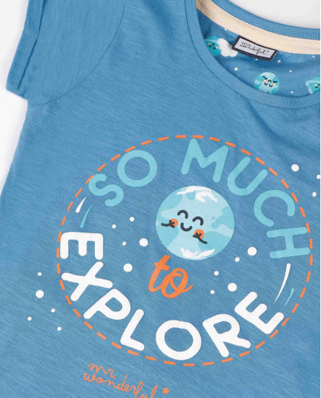 Pijama familiar de niña Mr. Wonderful "So much to explore"