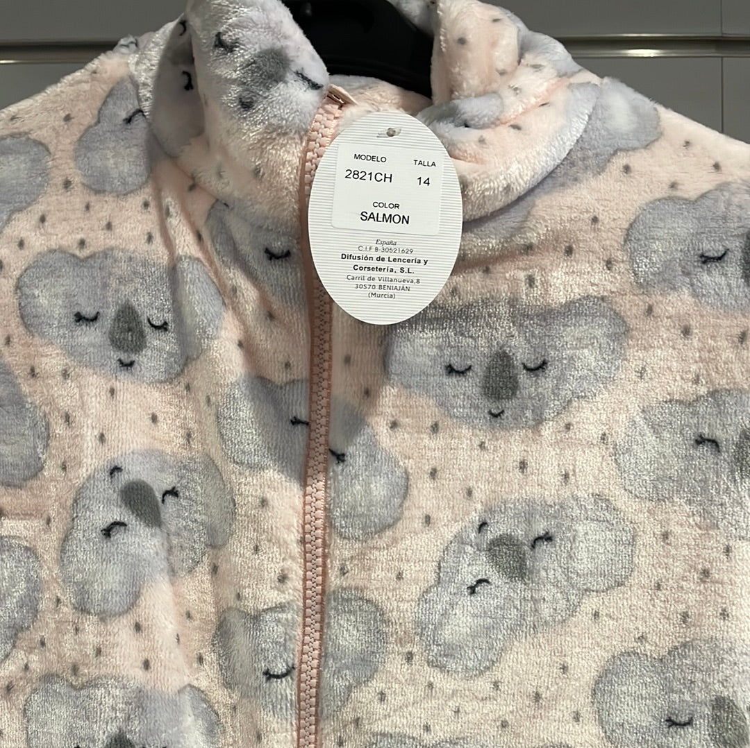 Bata infantil coralina con cremallera "Koalas" coralina LIN