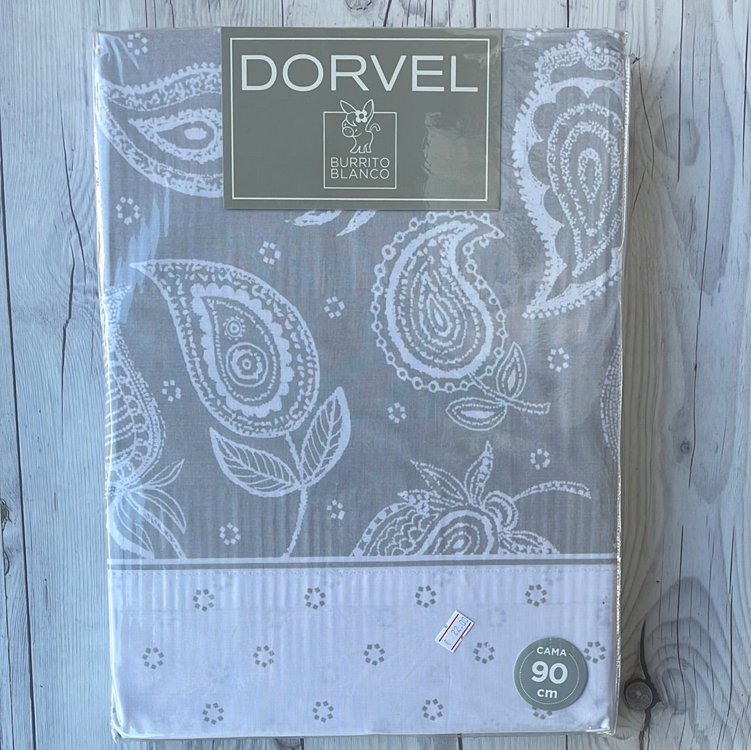 Juego sábanas tela estampada 50% alg-50% pol. Dorvel BURRITO BLANCO