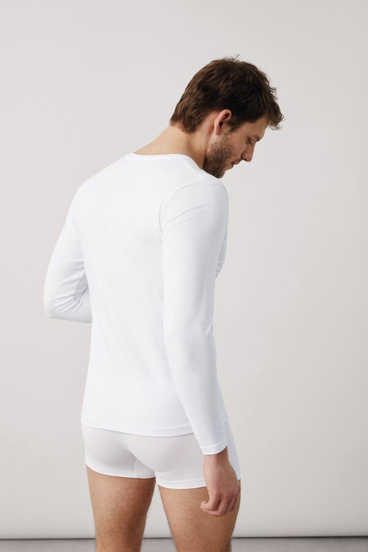 Camiseta interior hombre sales manga larga cuello pico