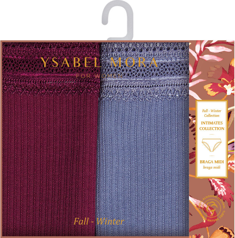 Pack 2 bragas mujer midi algodón YSABEL MORA