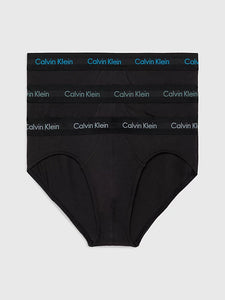 Pack 3 SLIPS Hip Briefs negros Cotton Stretch tiro bajo CALVIN KLEIN