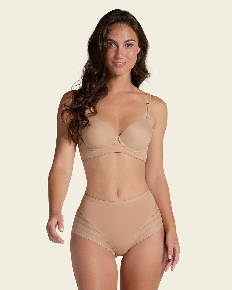 Braga faja invisible con control en abdomen y bandas de tul Leonisa