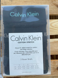 Pack 3 Boxer Briefs LARGOS Cotton Stretch negros-elástico color CALVIN KLEIN