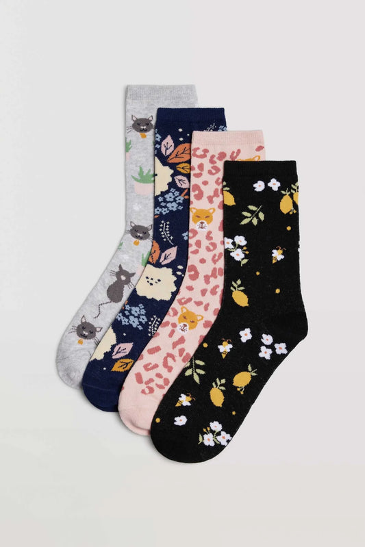 Calcetín mujer algodón estampado Ysabel Mora