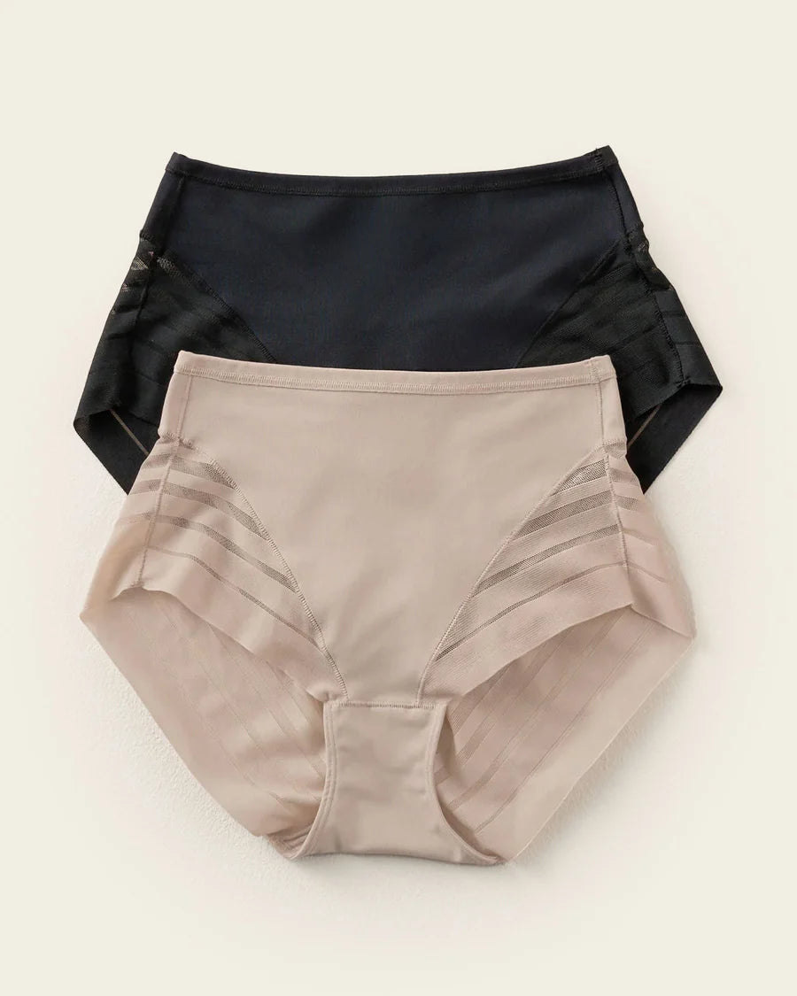 Pack 2 bragas faja invisibles con control en abdomen y bandas de tul Leonisa