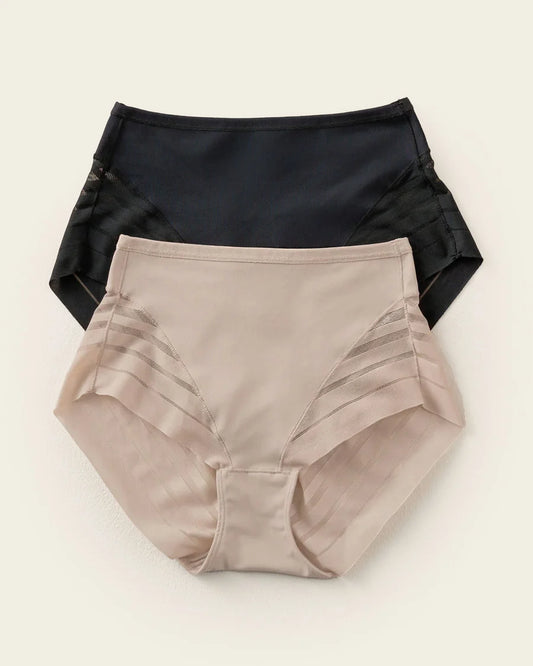 Pack 2 bragas faja invisibles con control en abdomen y bandas de tul Leonisa
