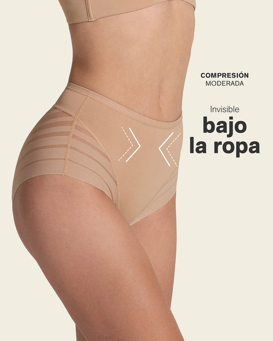 Braga faja invisible con control en abdomen y bandas de tul Leonisa