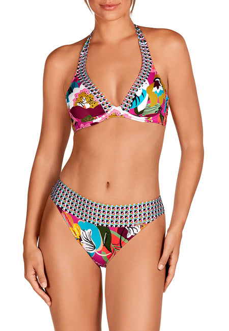 Bikini con aros y copa C estampados combinados Dolores Cortés