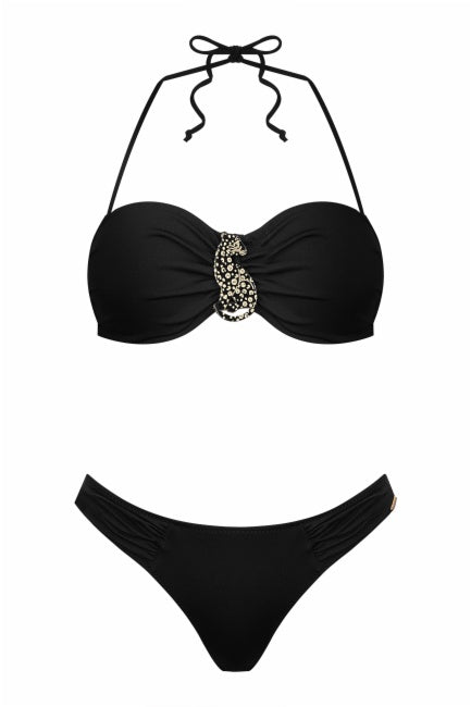 Bikini bandeau negro con aros colección Pasarela 026 Dolores Cortés