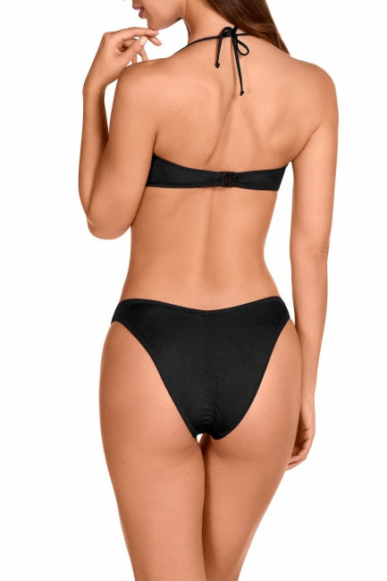Bikini bandeau negro con aros colección Pasarela 026 Dolores Cortés