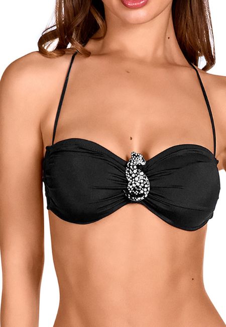 Bikini bandeau negro con aros colección Pasarela 026 Dolores Cortés