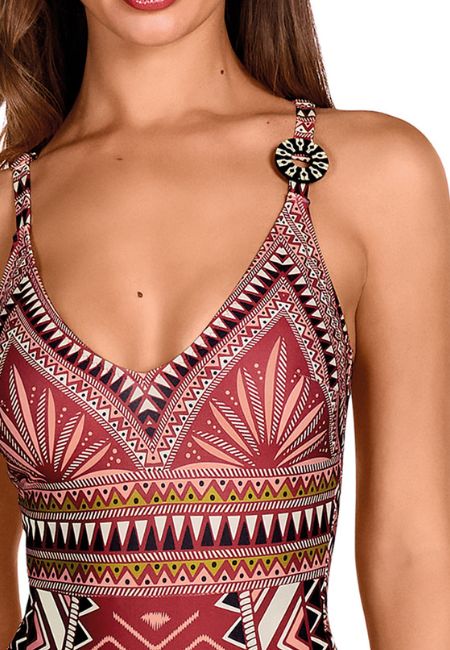 Bañador REDUCTOR sin aros estampado étnico Dolores Cortés