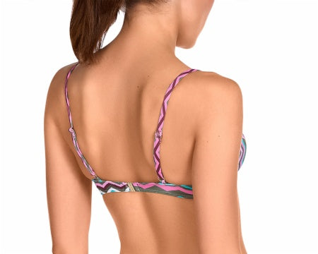 Bikini con aro y relleno PUSH UP y braga atada estampado geométrico Dolores Cortés