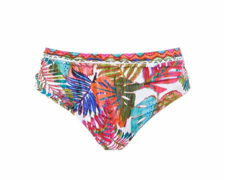 Bikini con aro y fino relleno braga alta estampado hojas Dolores Cortés copa D