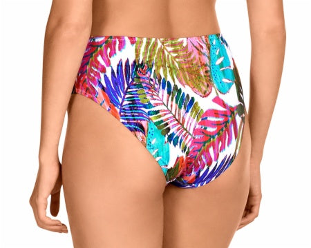 Bikini con aro y fino relleno braga alta estampado hojas Dolores Cortés copa D