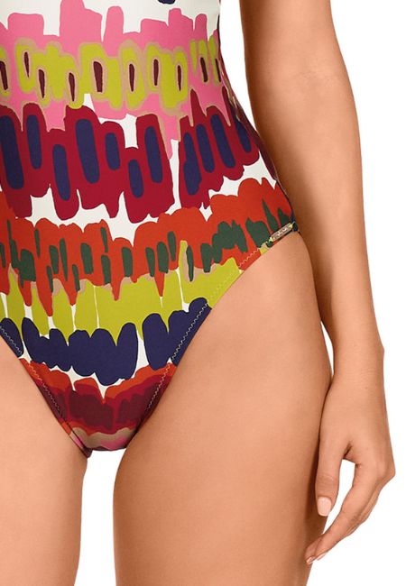 Bañador REDUCTOR sin aros estampado rosas y kaki Dolores Cortés