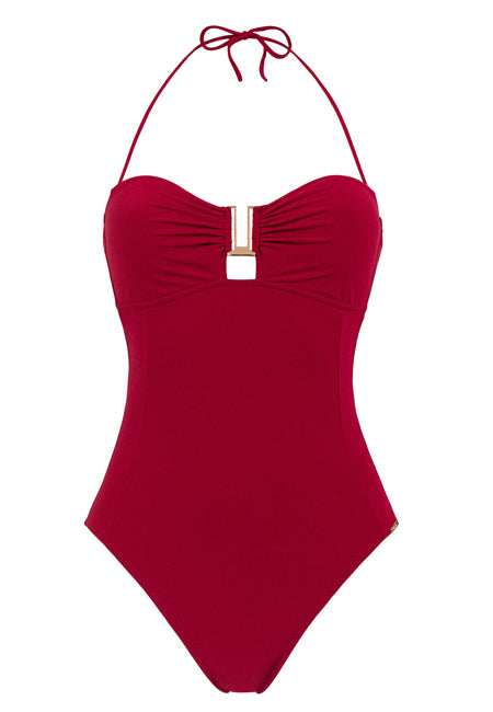 Bañador corte bandeau sin aros color liso Dolores Cortés